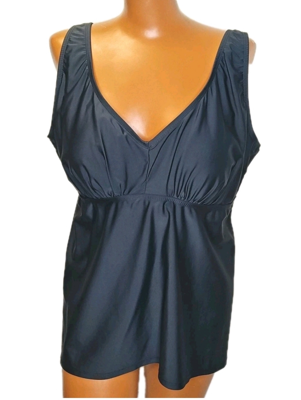 Swimsuits For All Wireless Tankini Top Plus 24W Black Fringed Kimono Cover-up OS